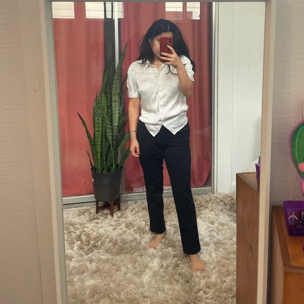 Banana Republic black and white polka dot top